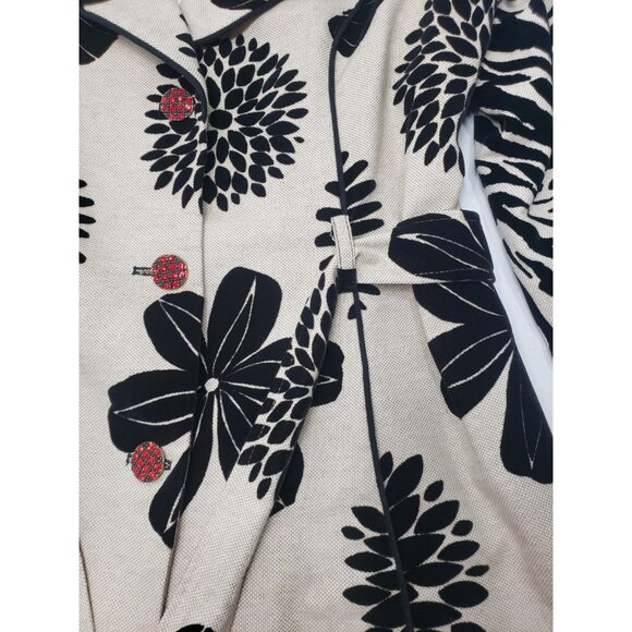 3 Sister Velvet Jacket White/Black Floral W/ Red & White Polka Dot Lining Size L - Picture 7 of 16